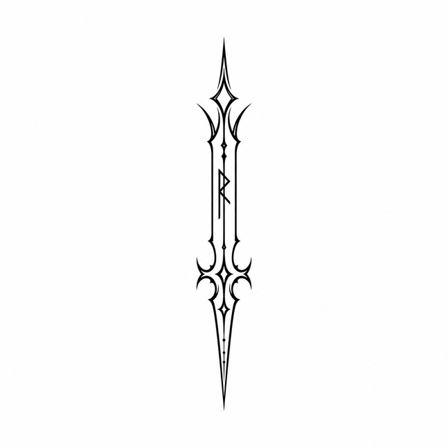 Gothic Blade Rune Finger Temporary Tattoo