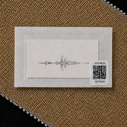 Gothic Dagger Sigil Finger Temporary Tattoo packaging view