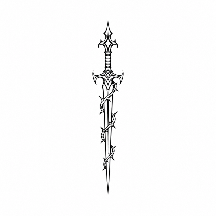Ornamental dagger temporary tattoo design