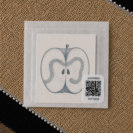 Halved Apple Core Temporary Tattoo - JUST PRESS physical image