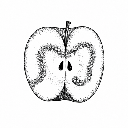 Halved Apple Core Temporary Tattoo - JUST PRESS product image