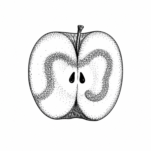 Engraving apple core temporary tattoo design