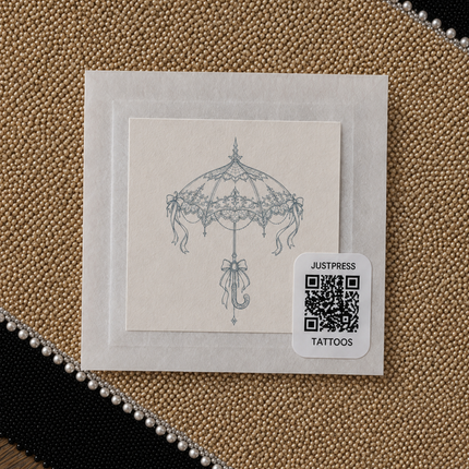 Lace Parasol Wrist Temporary Tattoo - JUST PRESS physical packaging image