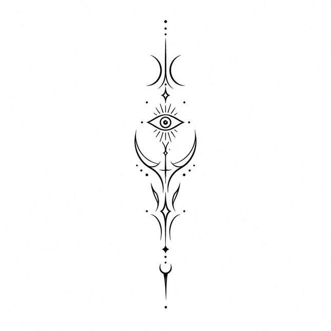Lunar Eye Sigil Finger Temporary Tattoo