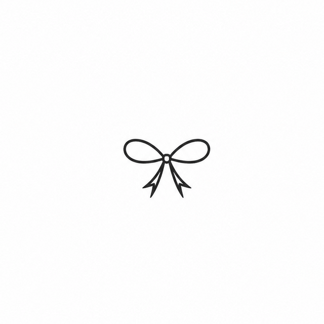 The artwork features a continuous-line ribbon bow.