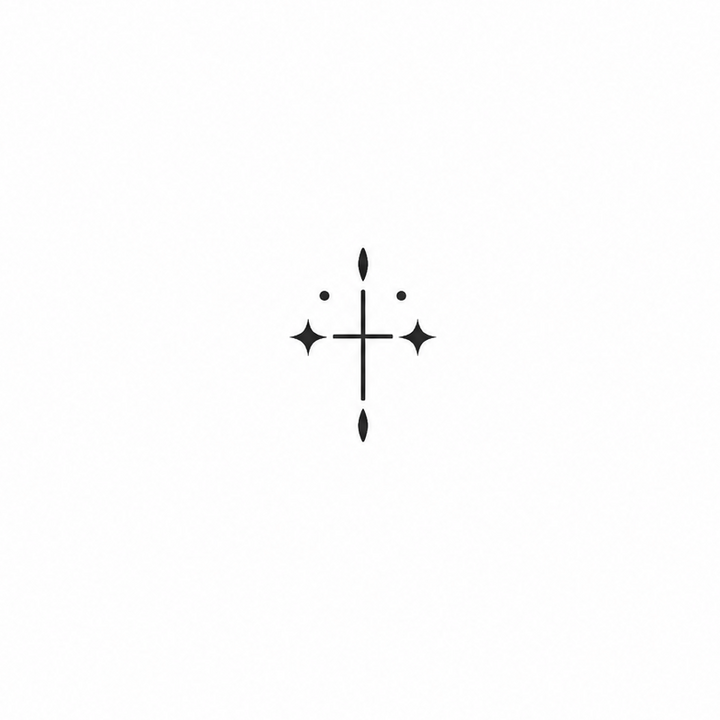 Minimal cross temporary tattoo design