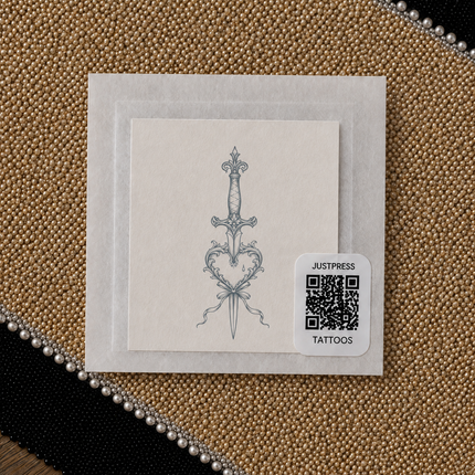 Mourning Heart Dagger Wrist Temporary Tattoo - JUST PRESS physical packaging image
