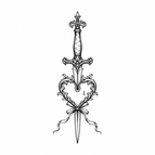 Mourning Heart Dagger Wrist / 3×3cm