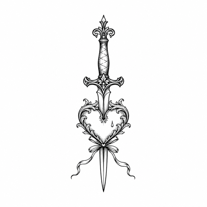 Illustrative heart temporary tattoo design