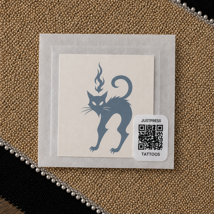 Mystic Flame Cat Temporary Tattoo - JUST PRESS physical packaging image