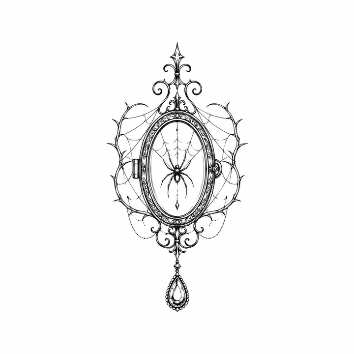 Ornamental spider temporary tattoo design