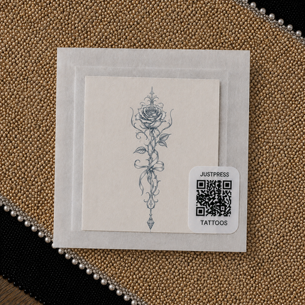Ornate Moon Moth Wrist Temporary Tattoo - JUST PRESS physical packaging image