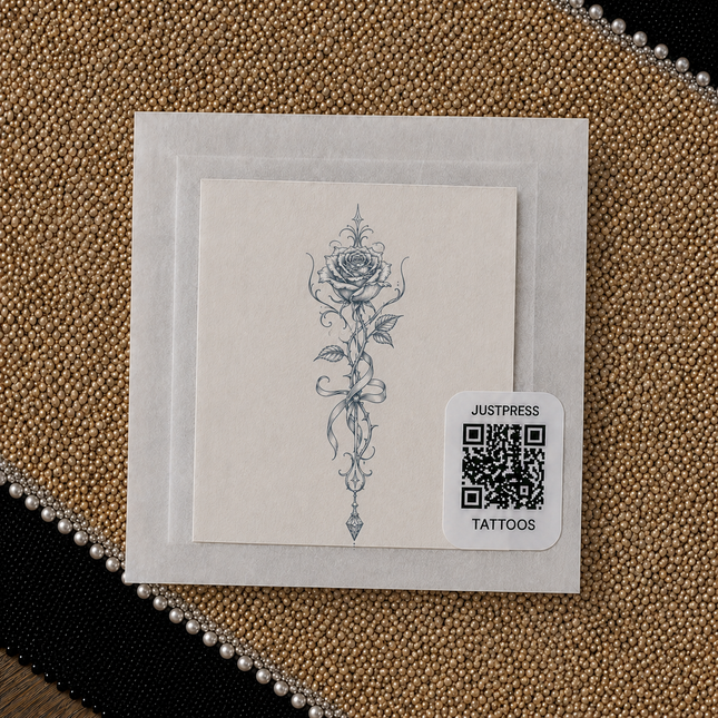Ornate Moon Moth Wrist Temporary Tattoo - JUST PRESS physical packaging image