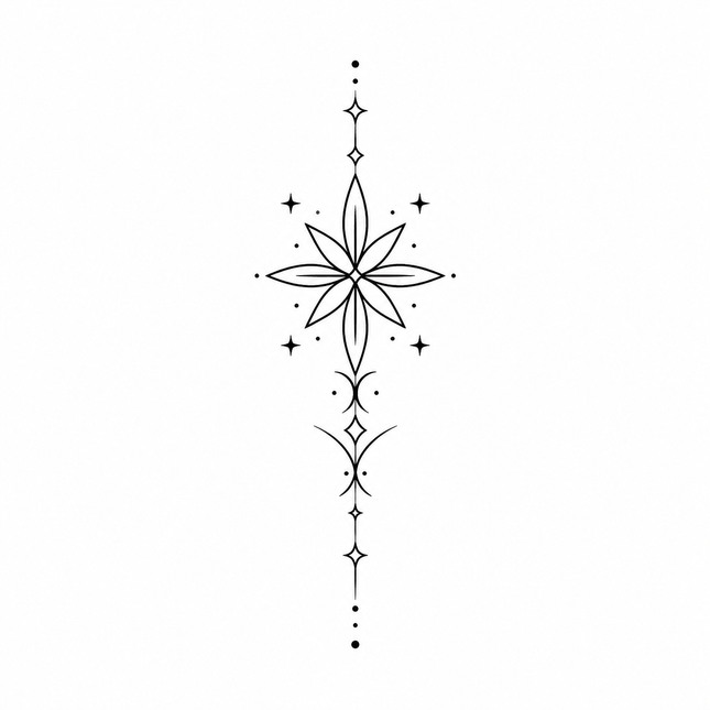 Petal Star Rune Finger Temporary Tattoo