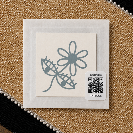 Plaid Leaf Flower Temporary Tattoo - JUST PRESS physical product image