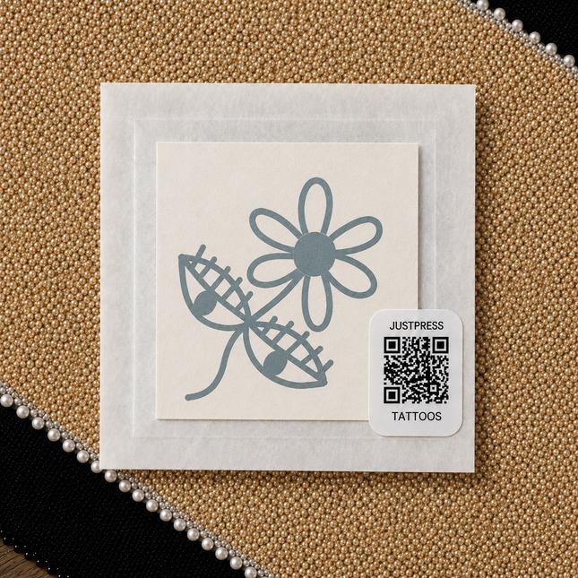 Plaid Leaf Flower Temporary Tattoo - JUST PRESS physical product image