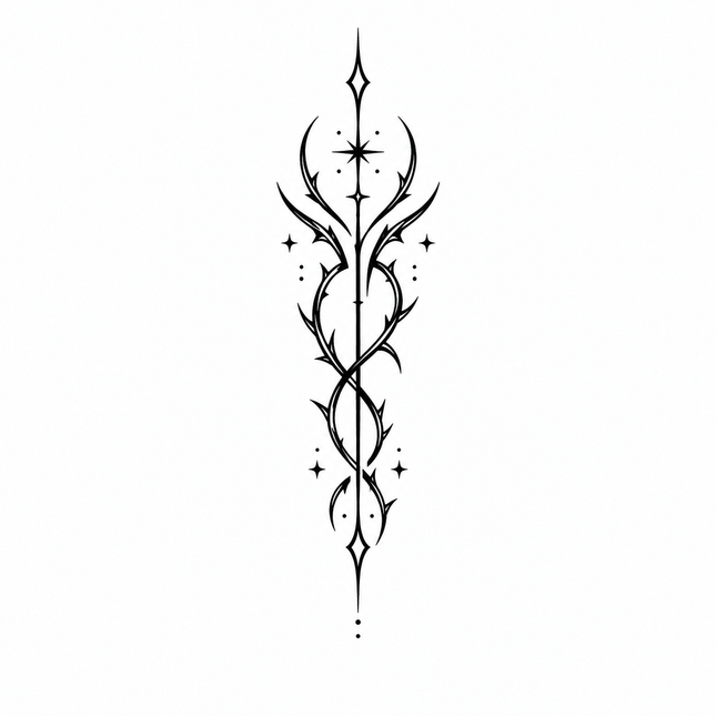Razor Vine Crest Finger Temporary Tattoo