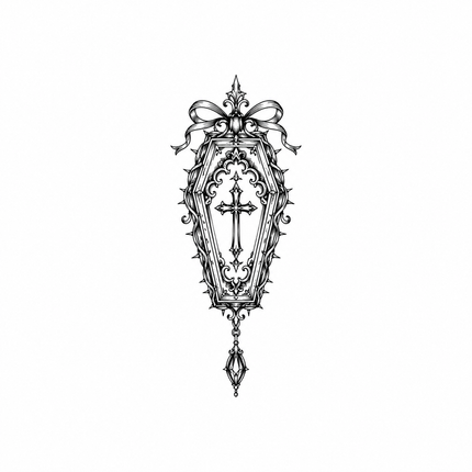 Ribbon Coffin Cross Wrist Temporary Tattoo - JUST PRESS product image