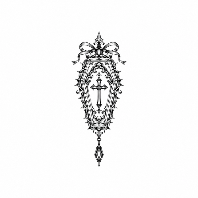 Ribbon Coffin Cross Wrist Temporary Tattoo - JUST PRESS product image