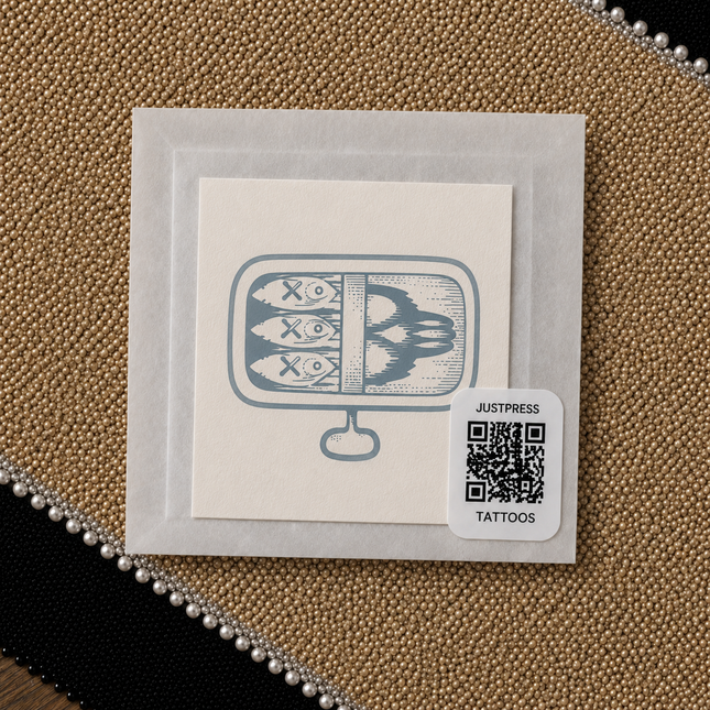 Sardine Tin Temporary Tattoo - JUST PRESS physical product image