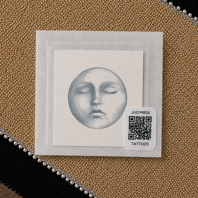 Sleeping Moon Face Temporary Tattoo - JUST PRESS physical image