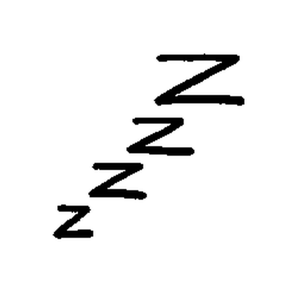 Four progressively larger letter Z shapes rise diagonally from lower left to upper right to represent sleep.