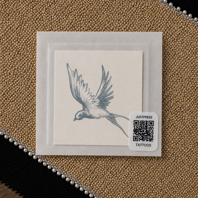 Swallow in Flight Temporary Tattoo - JUST PRESS physical product image