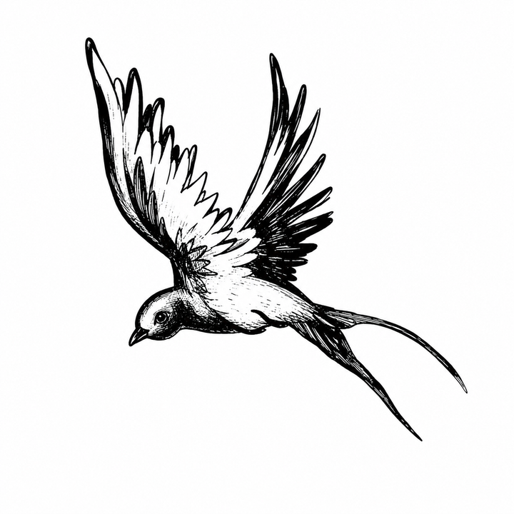 Minimal swallow temporary tattoo design