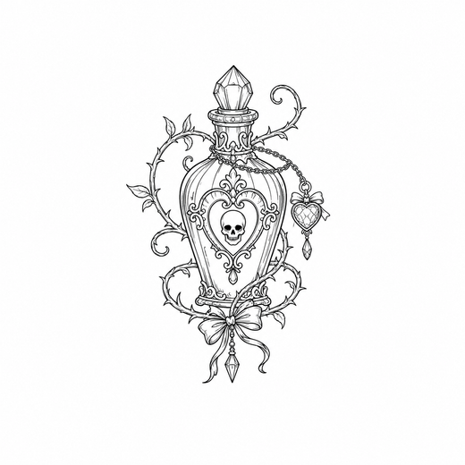 Illustrative bottle temporary tattoo design