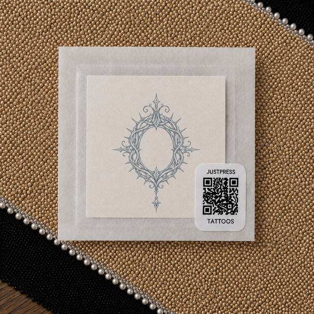 Thorn Reliquary Halo Wrist Temporary Tattoo - JUST PRESS physical packaging image