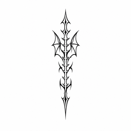 Tribal Bat Spine Finger Temporary Tattoo
