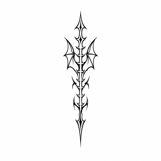 Tribal Bat Spine Finger Temporary Tattoo