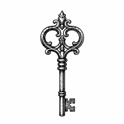 Engraving key temporary tattoo design