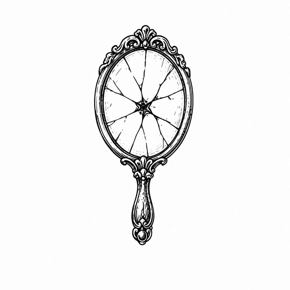Engraving mirror temporary tattoo design