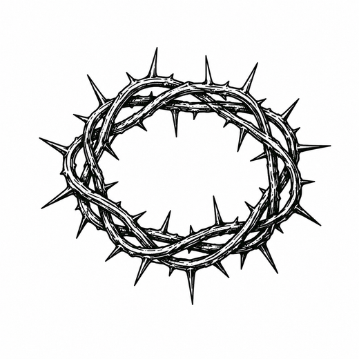 The artwork features engraving crown of thorns.