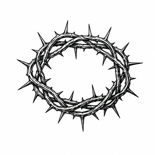 The artwork features engraving crown of thorns.