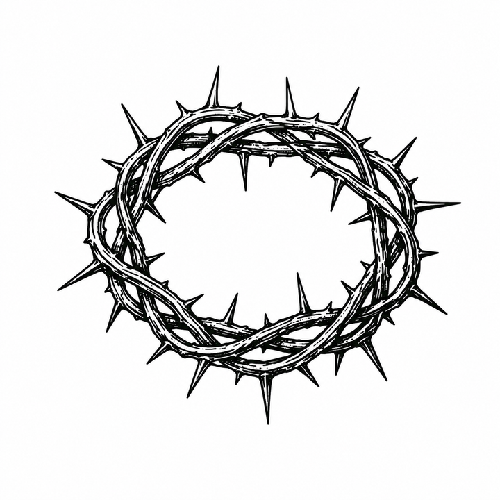 The artwork features engraving crown of thorns.