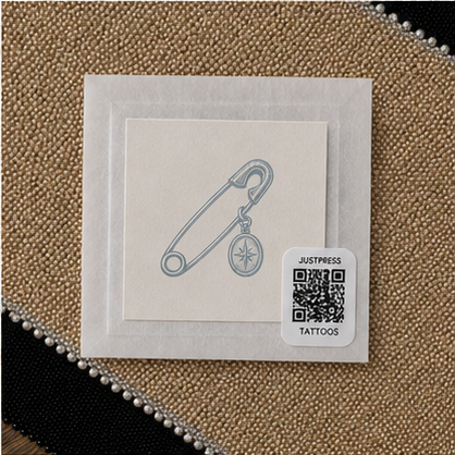 Safety Pin Charm Physical Packaging - JUST PRESS