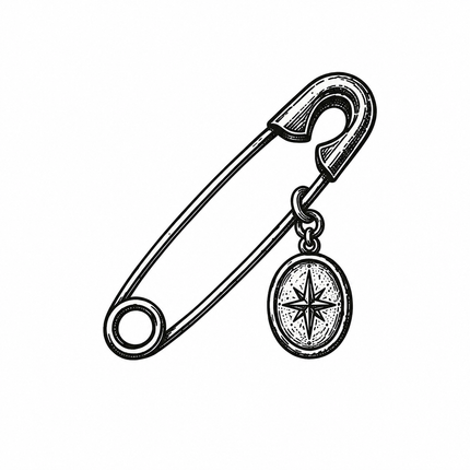 Safety Pin Charm Temporary Tattoo - JUST PRESS
