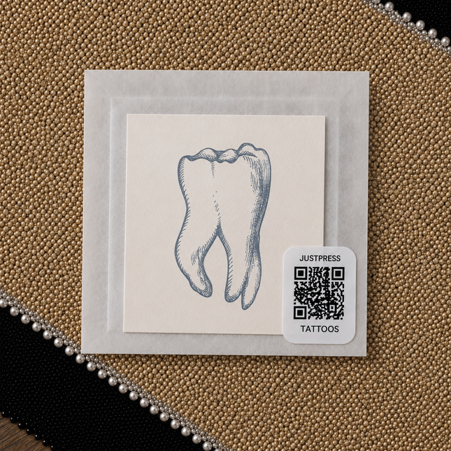 Vintage Molar Tooth Temporary Tattoo - JUST PRESS physical image
