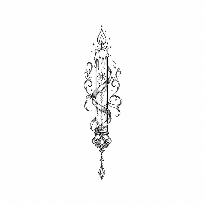 Ornamental candle temporary tattoo design