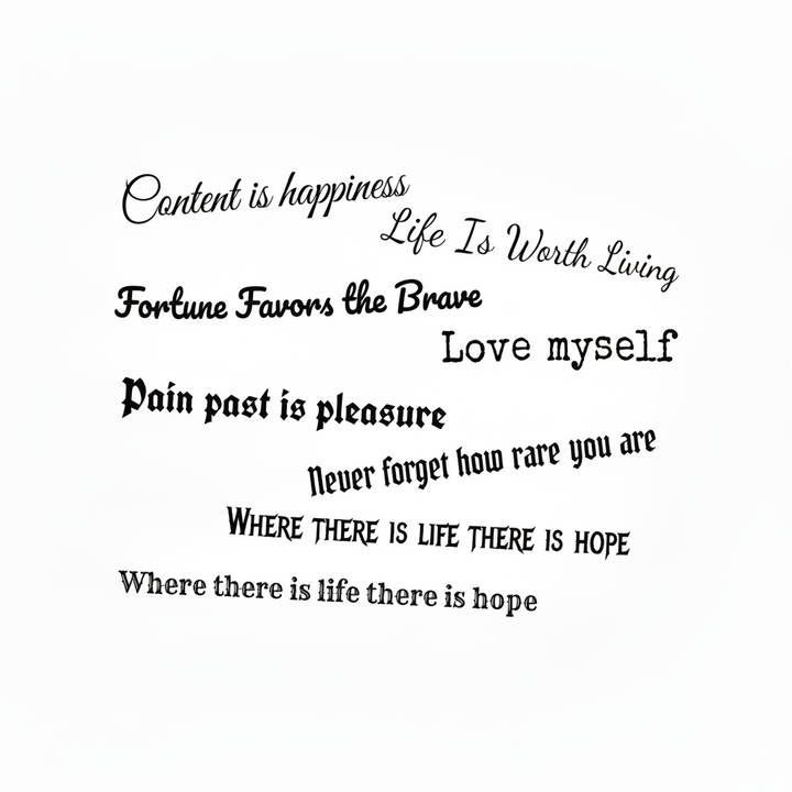 Fine Line Words Tattoo - JUST PRESS