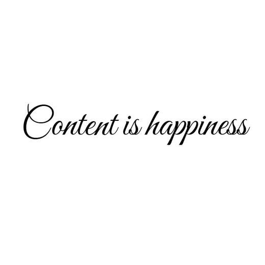 Temporary tattoo reading “Content is happiness” in fine-line script