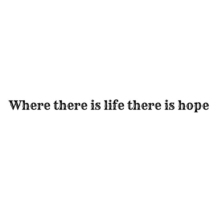 Temporary tattoo reading “Where there is life there is hope” in classic serif lettering