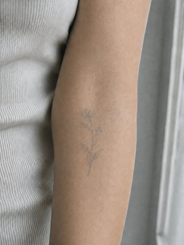 Very light JUSTPRESS semi-permanent tattoo immediately after removal